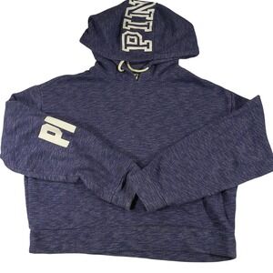 PINK Victoria's Secret‎ Hoodie Cropped Purple Spellout Logo Pullover Sweatshirt